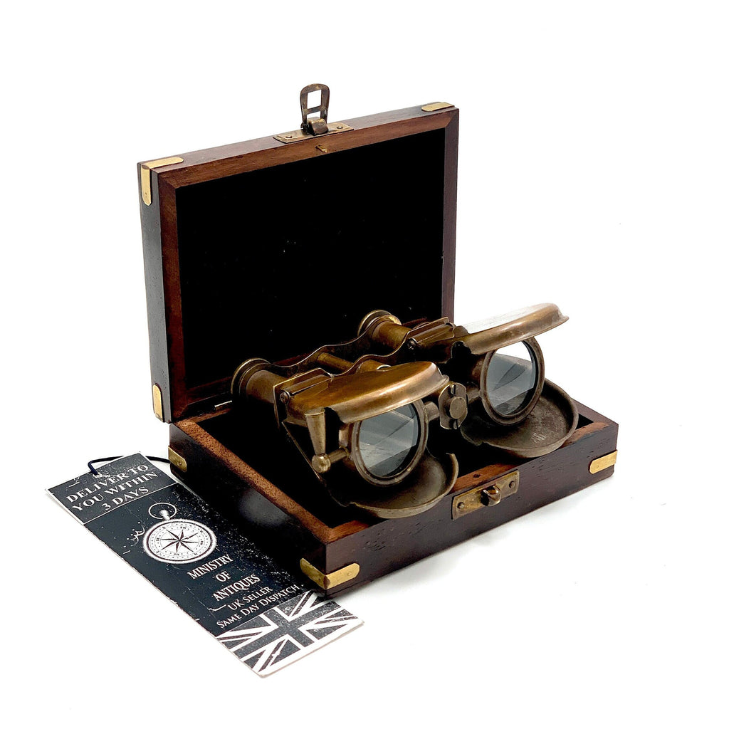 Nautical Brass Binocular Folding Monocular Nautical Telescope Spyglass and Beautifully Made Hardwood Box UK Seller image 4