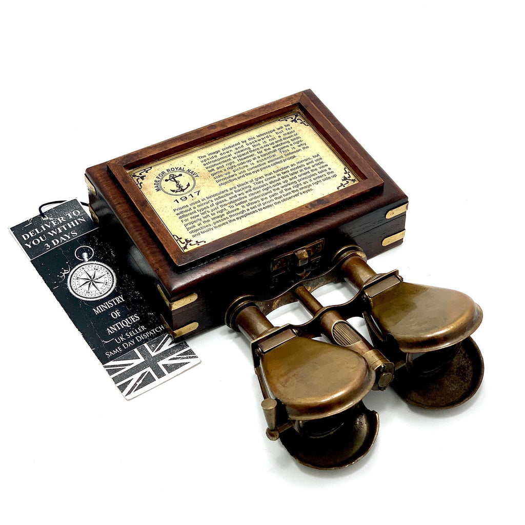 Nautical Brass Binocular Folding Monocular Nautical Telescope Spyglass and Beautifully Made Hardwood Box UK Seller image 8