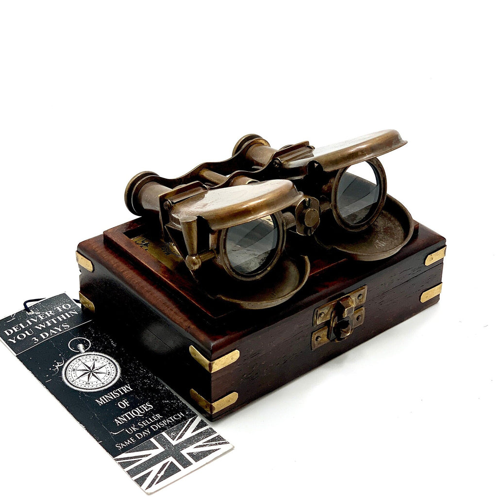 Nautical Brass Binocular Folding Monocular Nautical Telescope Spyglass and Beautifully Made Hardwood Box UK Seller image 5