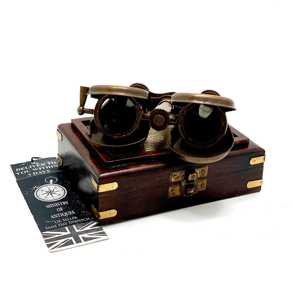 Nautical Brass Binocular Folding Monocular Nautical Telescope Spyglass and Beautifully Made Hardwood Box UK Seller image 10