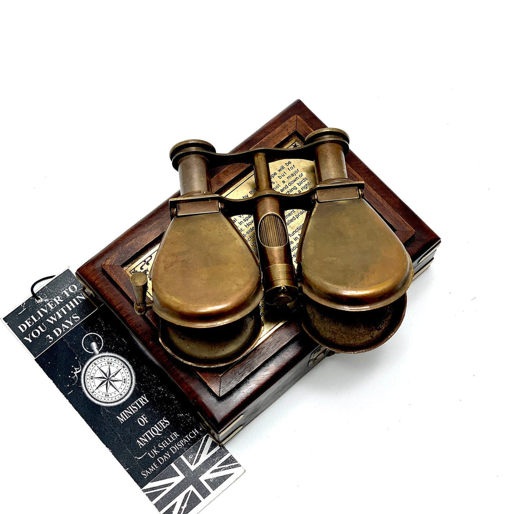 Nautical Brass Binocular Folding Monocular Nautical Telescope Spyglass and Beautifully Made Hardwood Box UK Seller image 9