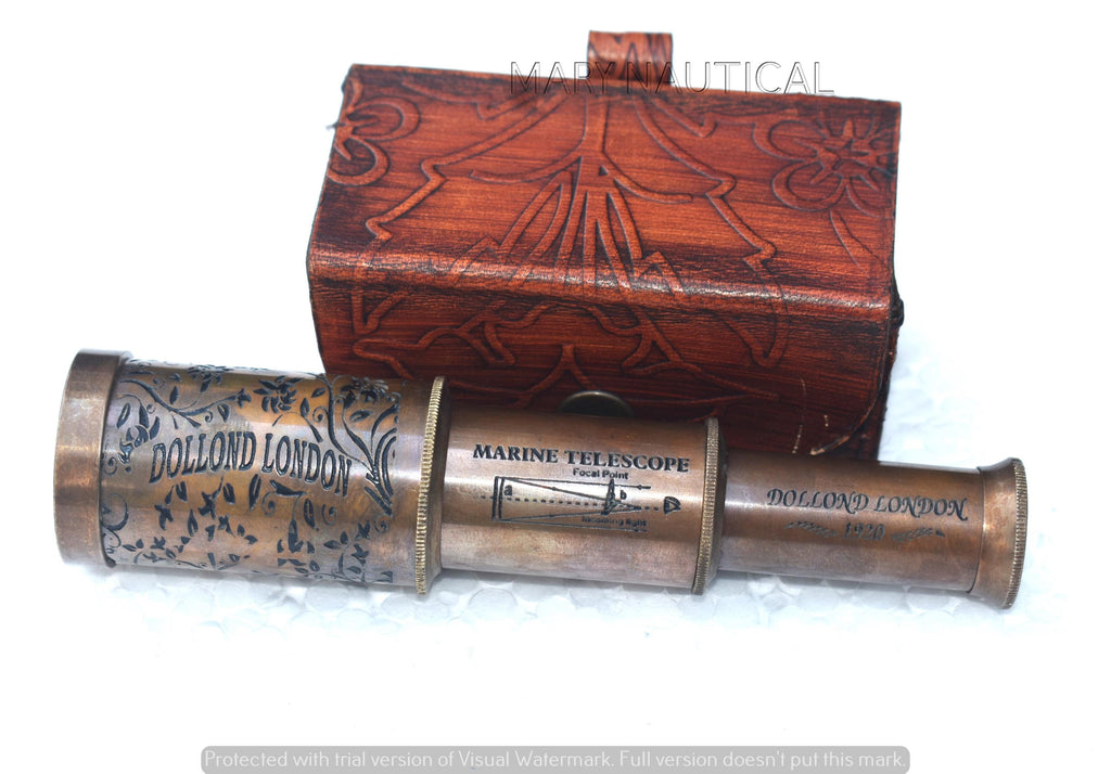 Vintage Dollond London Brass Telescope – Antique Nautical Spyglass with Leather Case image 7