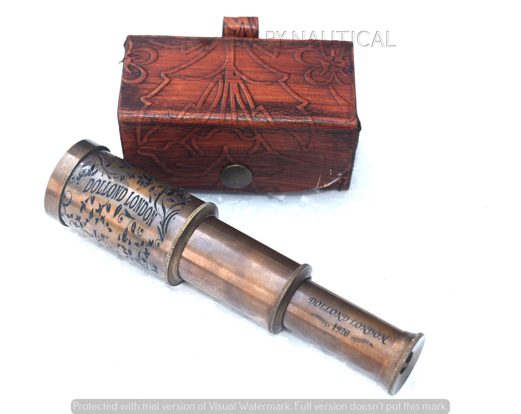 Vintage Dollond London Brass Telescope – Antique Nautical Spyglass with Leather Case image 6