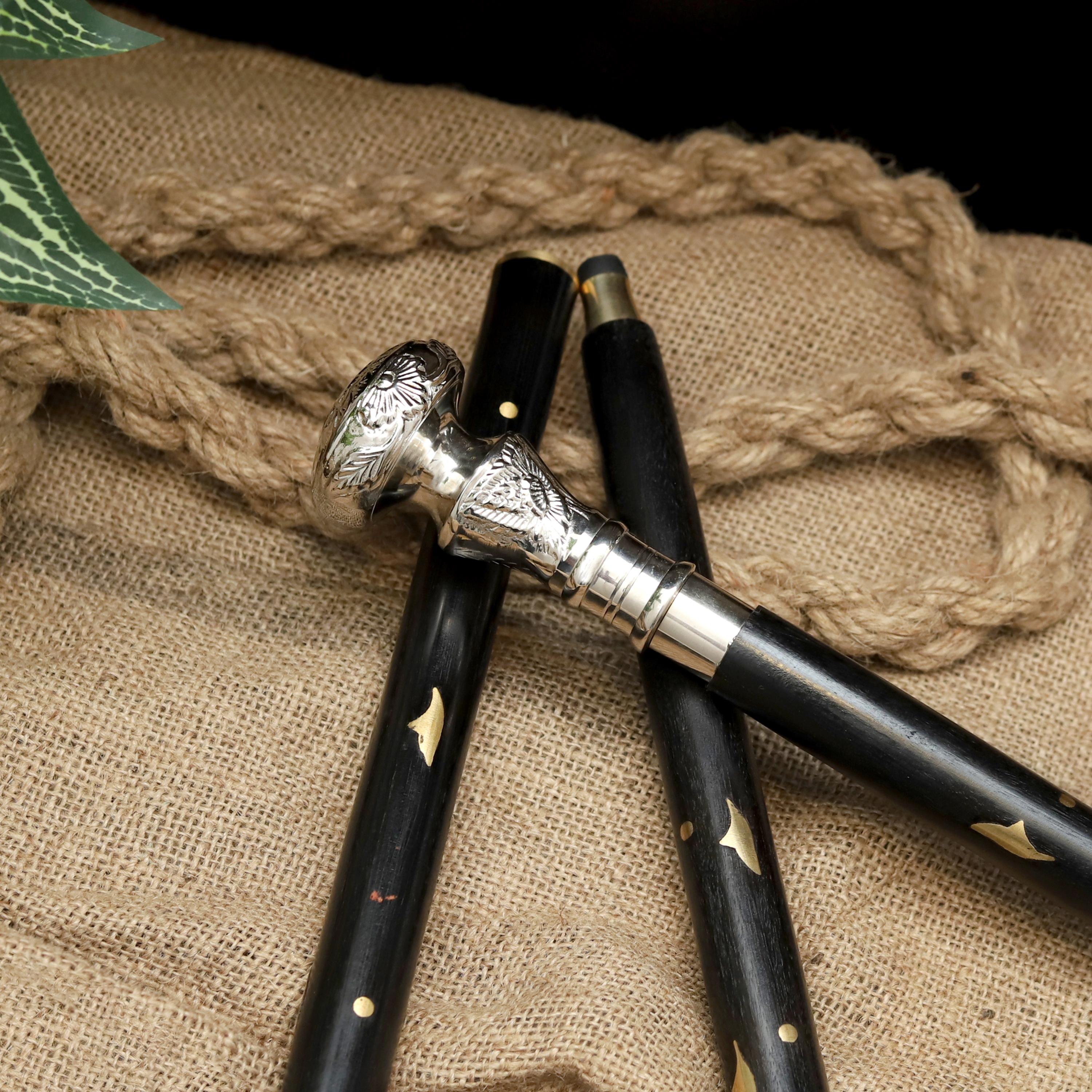 Handmade Wooden Walking Cane | Vintage Brass Handle, Hiking Stick image 8