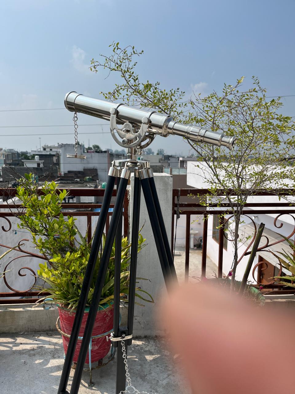 Vintage Brass Telescope Floor Standing Tripod 18" Nautical Maritime Home Decor
