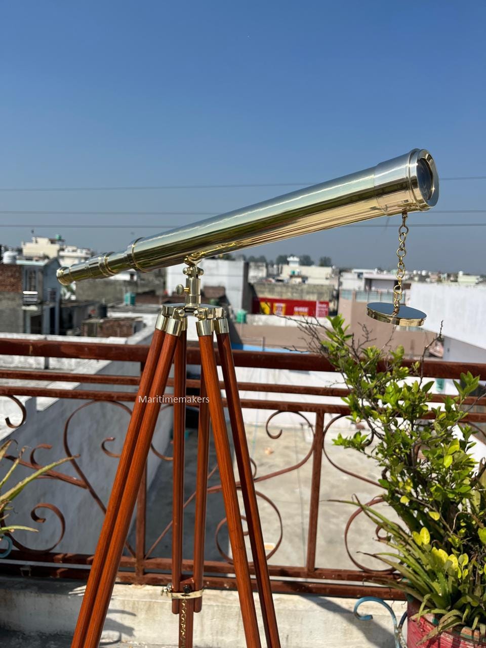 Antique Brass Telescope Tripod Stand Nautical Home Decor, Vintage Maritime Telescope Base Gift Collectors