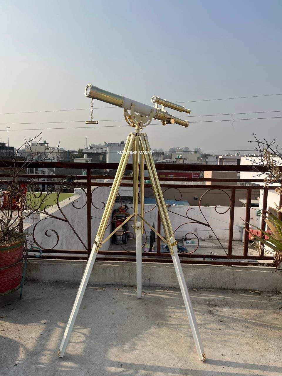 Vintage Brass Telescope with Brass-Tripod Nautical Decor Maritime Spyglass Antique-Style Telescope Gift for-Him Explorer image 3