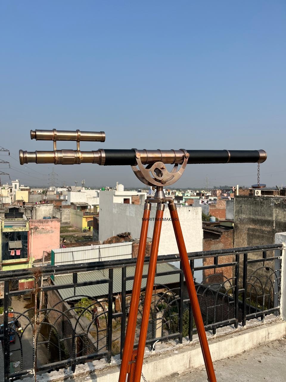 Antique Style Brass Floor Telescope 39" Nautical Décor on Wooden Tripod Handmade-Gift-for-Office & Home-Antique-Luxury-Gift image 8