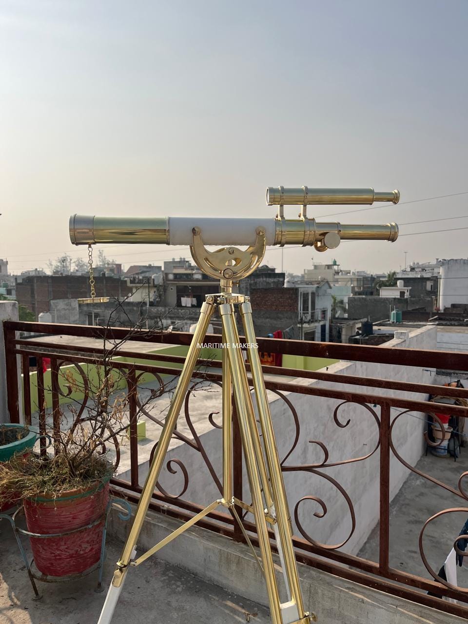 Personalized Brass Telescope with Brass Tripod Nautical Refractor Scope Maritime Home Decor image 5