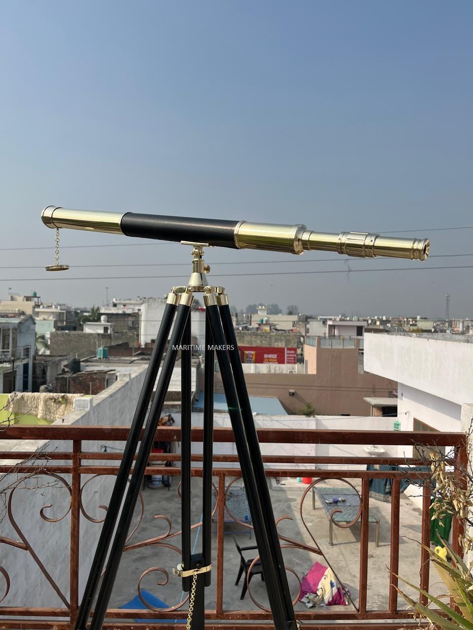 Personalized Vintage Brass Telescope on Wooden Tripod-Luxury Nautical Home Décor-Custom Engraved Explorer-Gift-for-Office & Library image 3