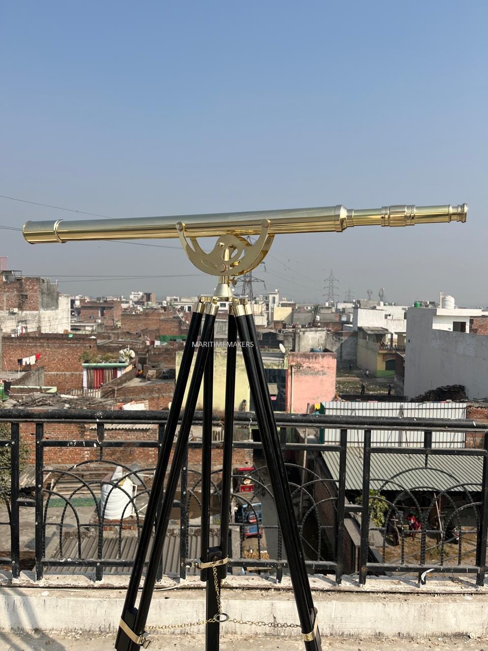 Personalized Vintage Brass Telescope on Wooden Tripod-Luxury Nautical Home Décor-Custom Engraved Explorer-Gift-for-Office & Library image 4