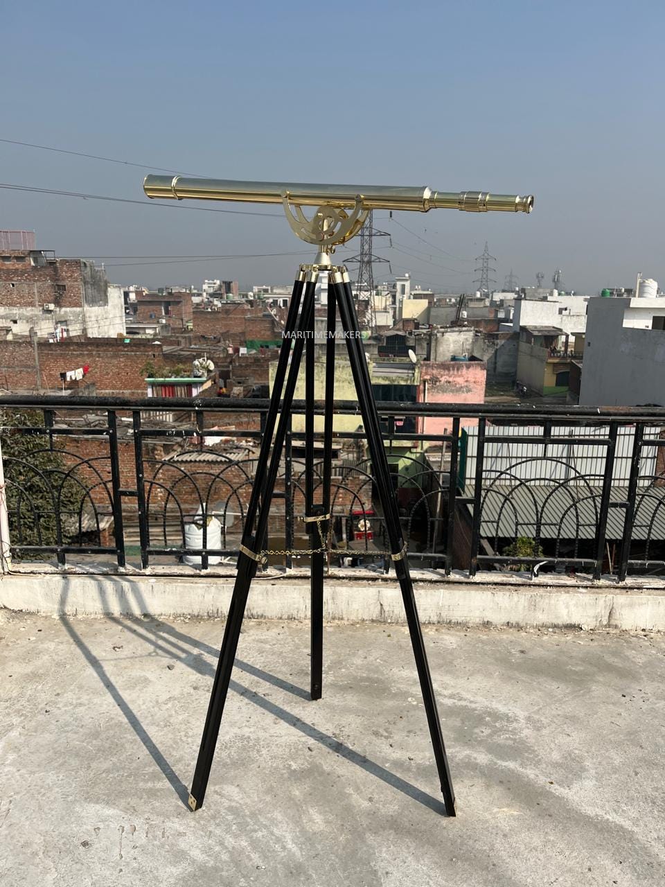 Personalized Vintage Brass Telescope on Wooden Tripod-Luxury Nautical Home Décor-Custom Engraved Explorer-Gift-for-Office & Library image 5