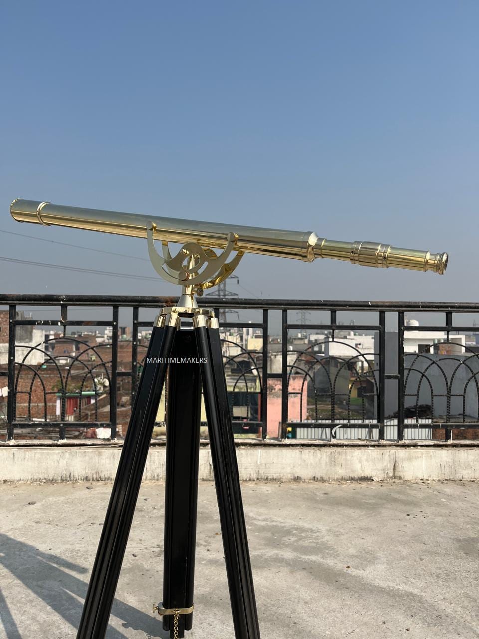 Personalized Vintage Brass Telescope on Wooden Tripod-Luxury Nautical Home Décor-Custom Engraved Explorer-Gift-for-Office & Library image 1