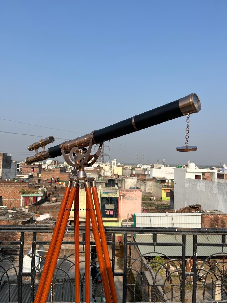 Antique Style Brass Floor Telescope 39" Nautical Décor on Wooden Tripod Handmade-Gift-for-Office & Home-Antique-Luxury-Gift image 5