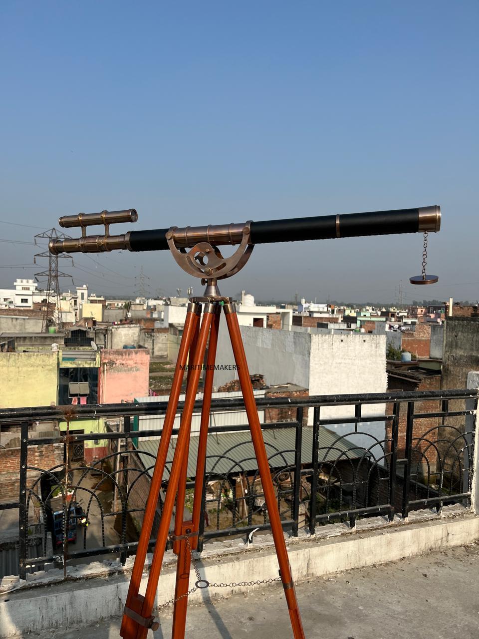 Antique Style Brass Floor Telescope 39" Nautical Décor on Wooden Tripod Handmade-Gift-for-Office & Home-Antique-Luxury-Gift image 9