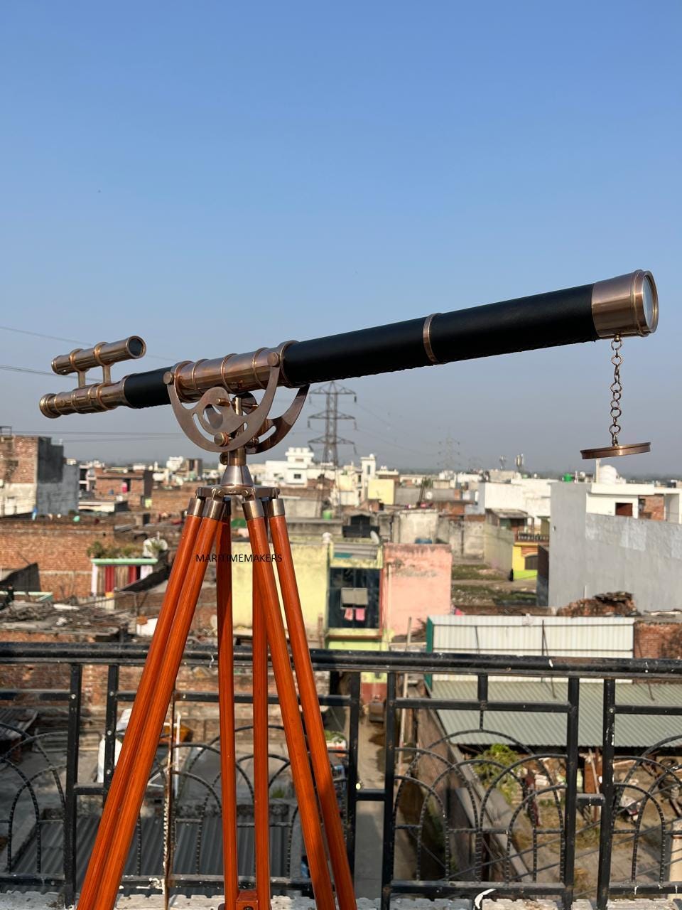 Antique Style Brass Floor Telescope 39" Nautical Décor on Wooden Tripod Handmade-Gift-for-Office & Home-Antique-Luxury-Gift image 1