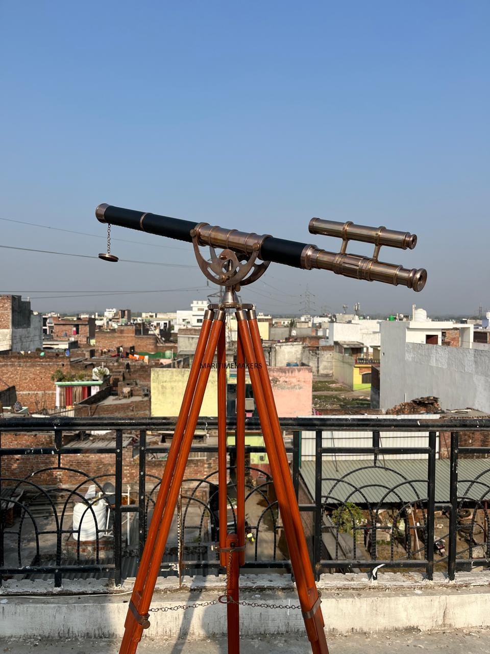 Antique Style Brass Floor Telescope 39" Nautical Décor on Wooden Tripod Handmade-Gift-for-Office & Home-Antique-Luxury-Gift image 6