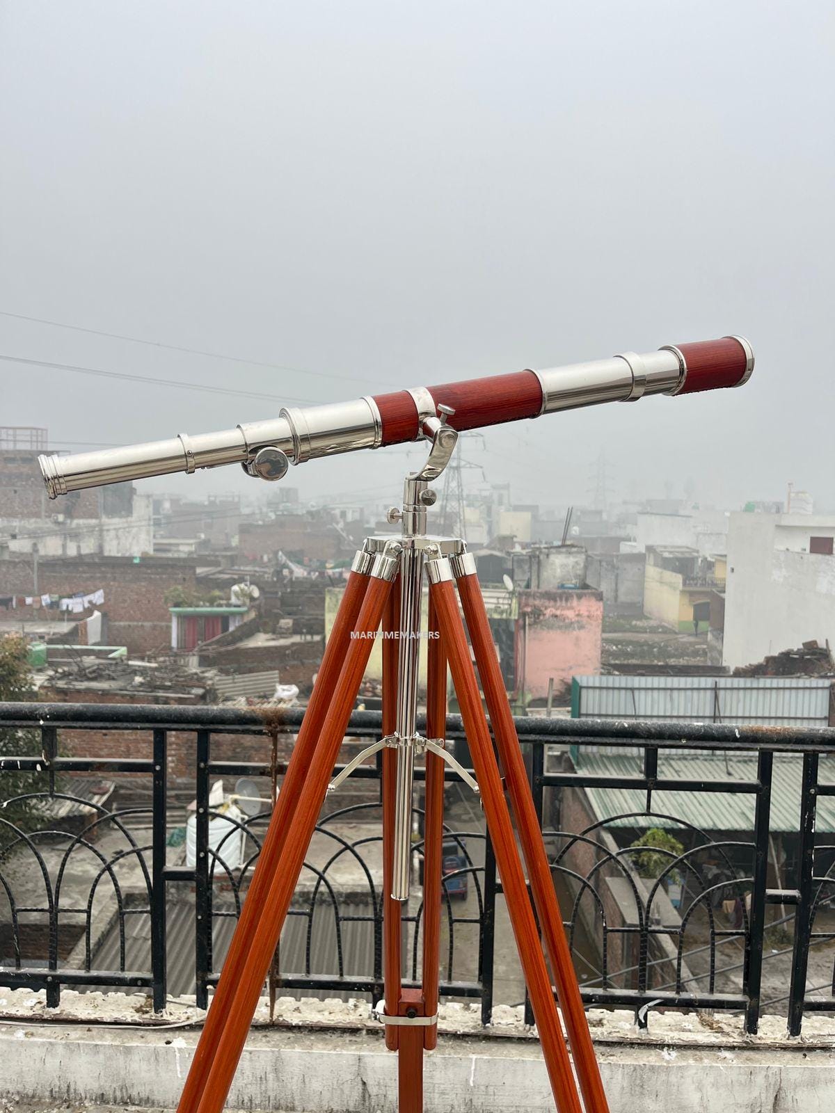 Personalized Luxury Vintage Brass Telescope with Wooden Tripod Nautical Home Decor Custom Engraved Explorer