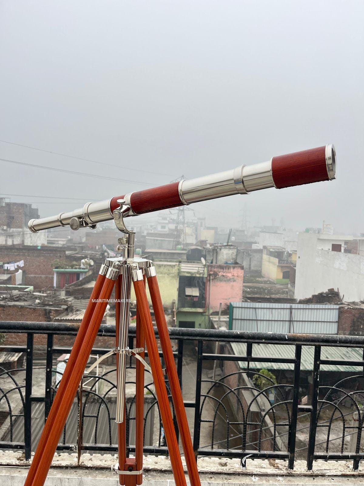 Personalized Luxury Vintage Brass Telescope with Wooden Tripod Nautical Home Decor Custom Engraved Explorer