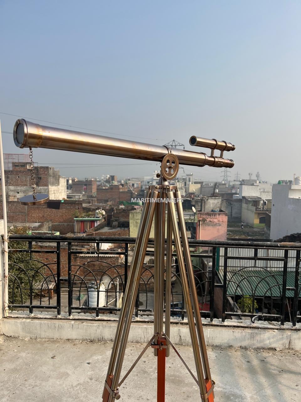 Personalized Vintage Brass Telescope on Wooden Tripod-Luxury Nautical Home Décor-Custom Engraved Explorer-Gift-for-Office & Library